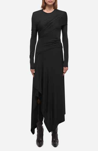 Helmut Lang Protection Draped Asymmetric Long Sleeve Dress