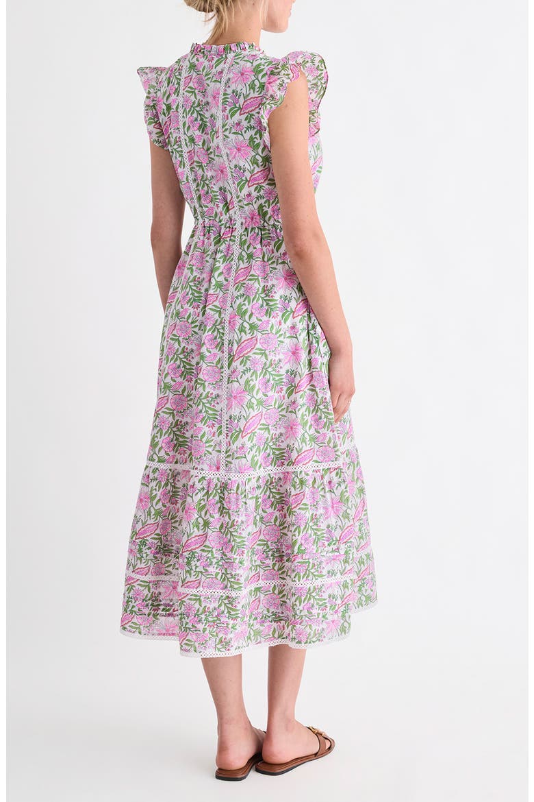 Abigail Floral Print Fluttering Sleeve Maxi Dress, Alternate, color, WHITE CAP BAYLEY