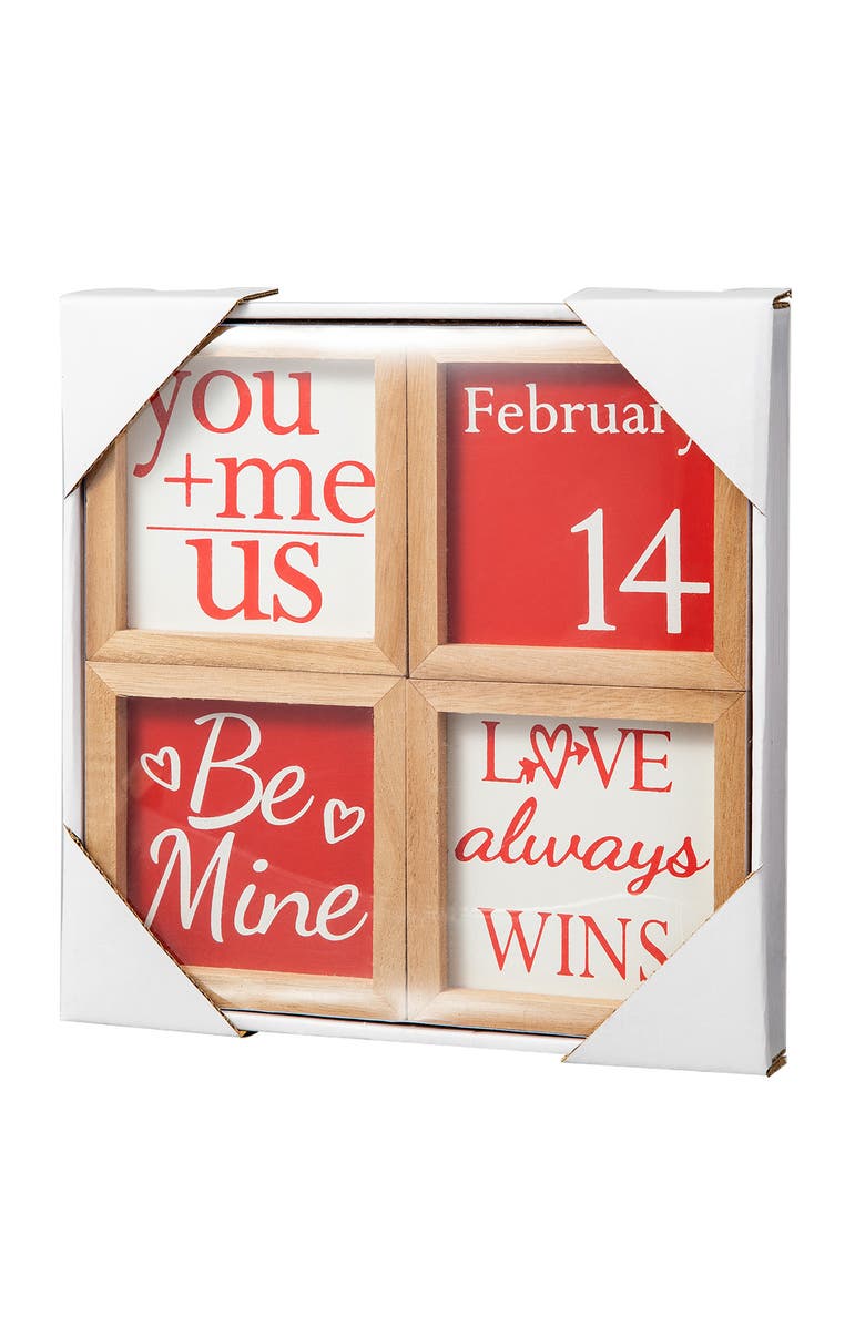 Glitzhome 4"H Set of 4 Valentine
s Wooden Block Table Decor, Alternate, color, Red