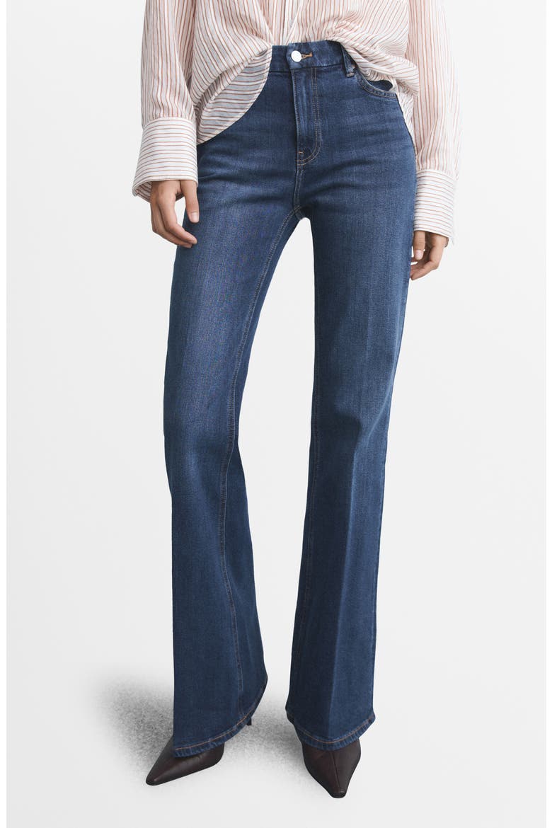 Violeta High Waist Flare Leg Jeans, Main, color, DARK BLUE