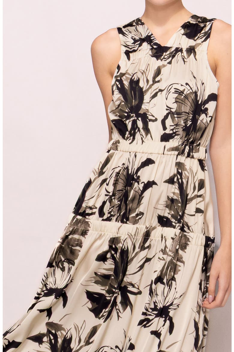 Floral Print Maxi Dress, Alternate, color, WHITE BLACK FLORAL