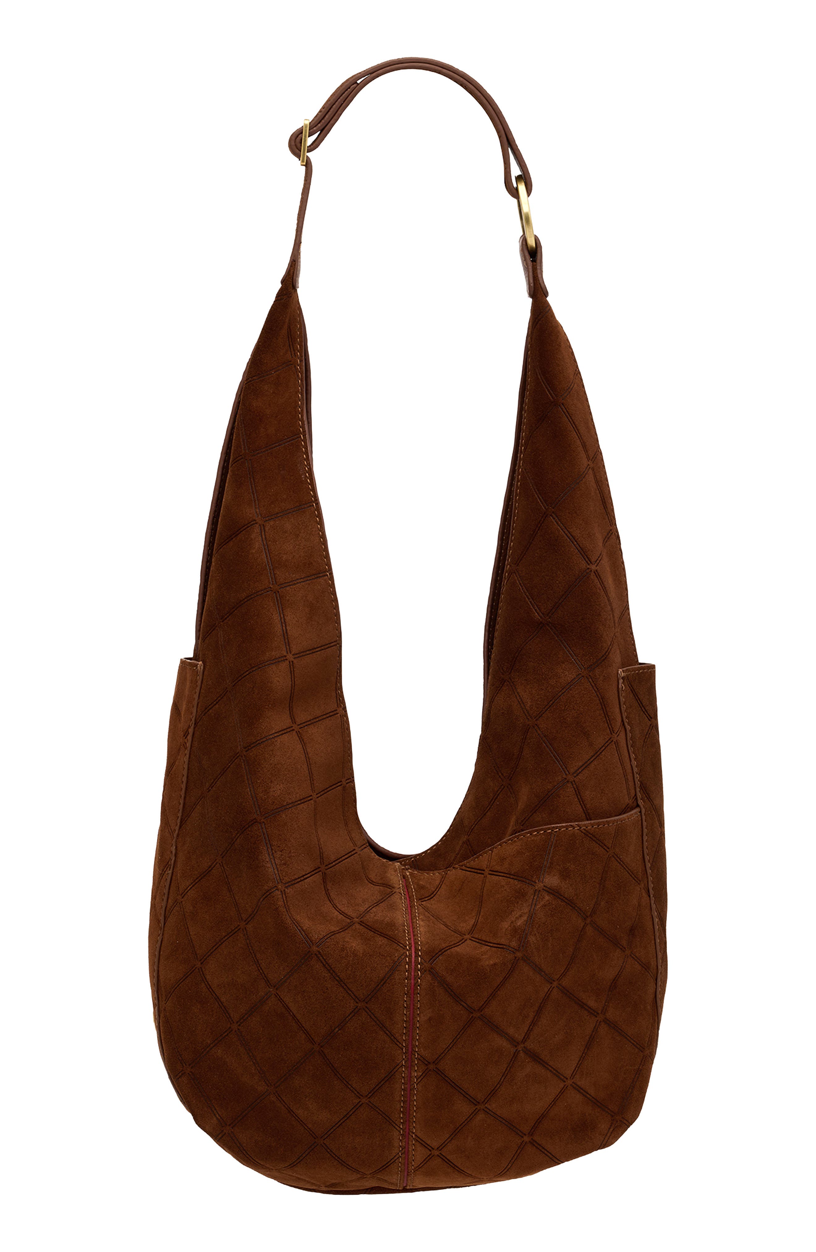 HAMMITT Tom Suede Shoulder Bag, Alternate, color, Chocolate Diamond Suede/Gold