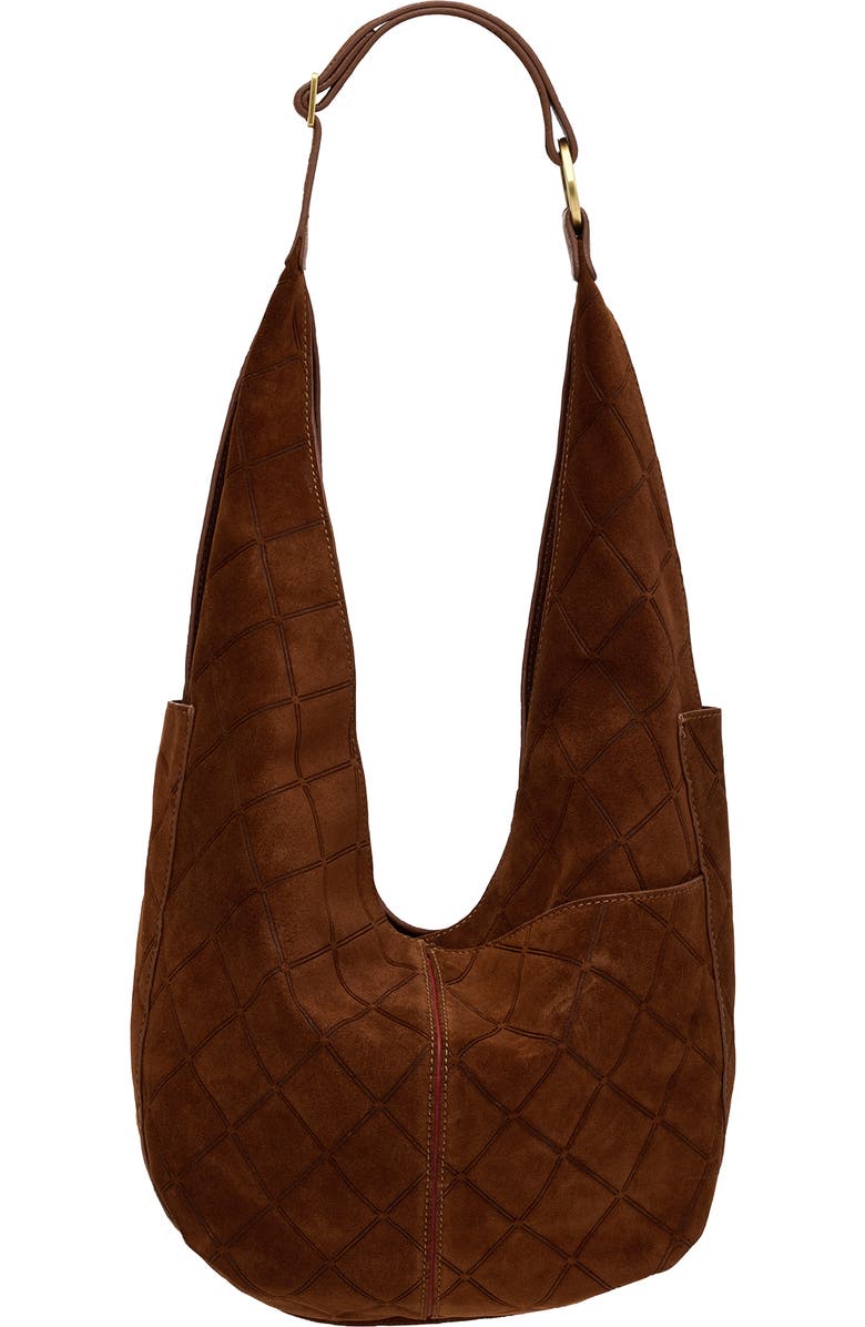 HAMMITT Tom Suede Shoulder Bag, Alternate, color, Chocolate Diamond Suede/Gold