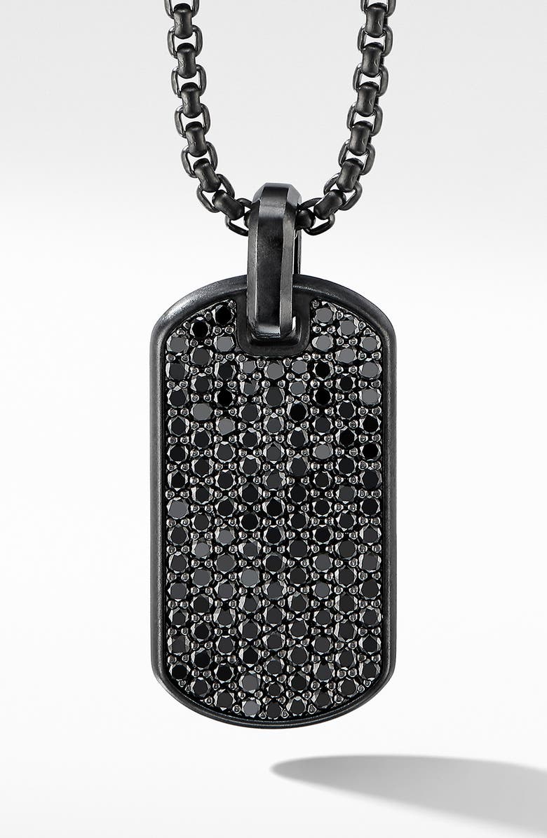 David Yurman Streamline<sup>®</sup> Black Titanium Tag with Black Diamonds, Main, color, 