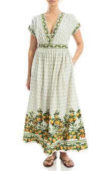 Surplice Neck Short Sleeve Maxi Dress