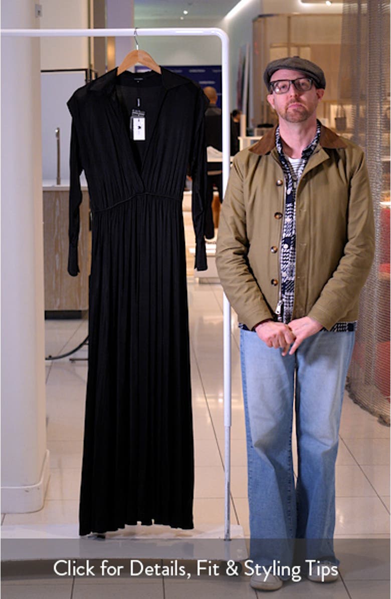 Collar Long Sleeve Satin Gown, sales video thumbnail