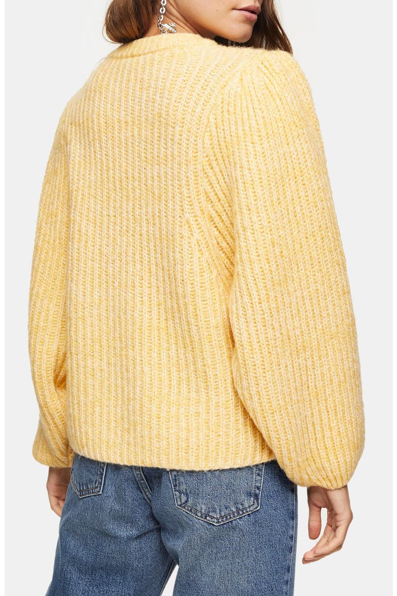 Balloon Sleeve Crewneck Sweater, Alternate, color, YELLOW
