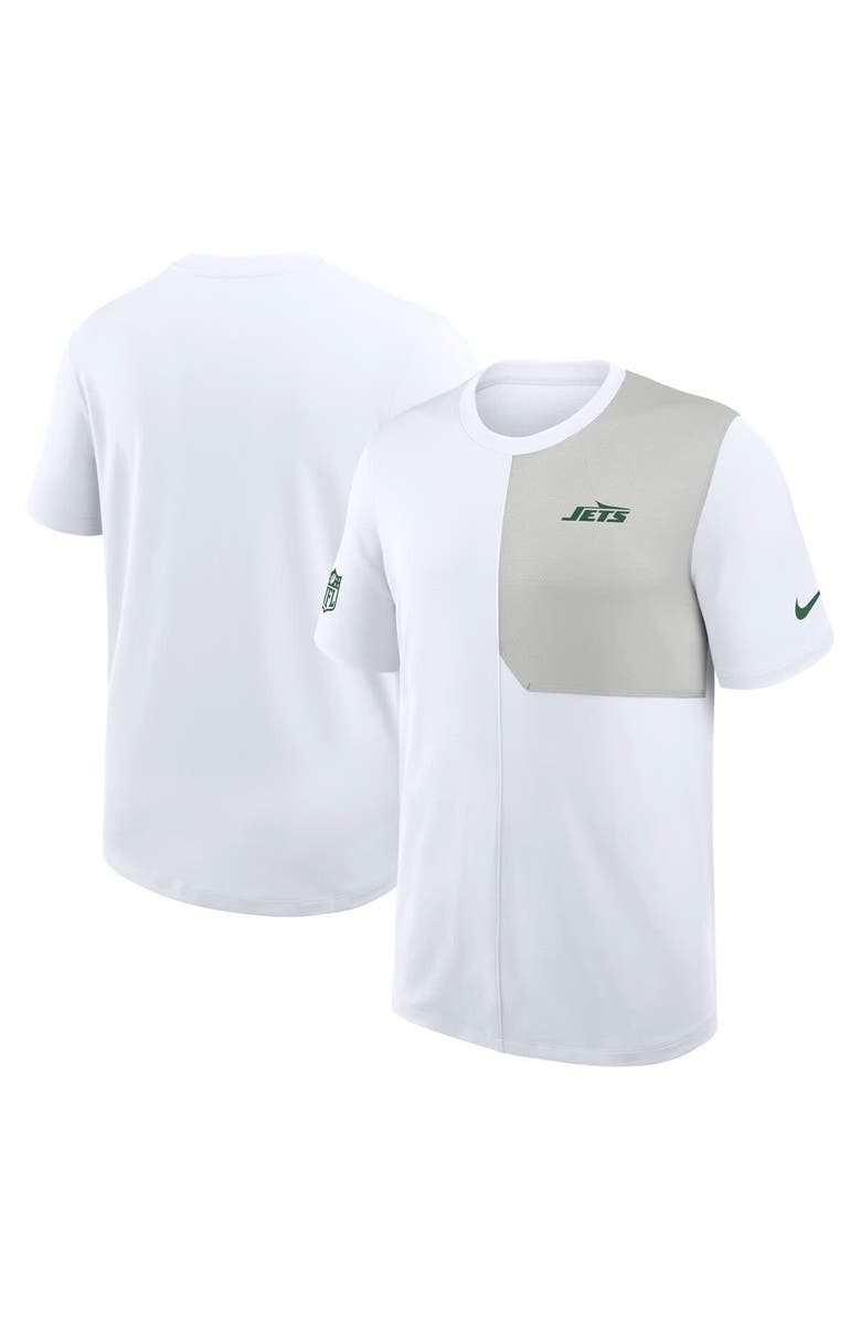 Nike Men's Nike White New York Jets Sideline UV Performance Coach Shirt, Main, color, White