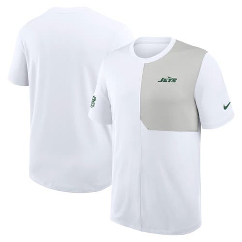 Nike White New York Jets Sideline Uv Performance Coach Shirt