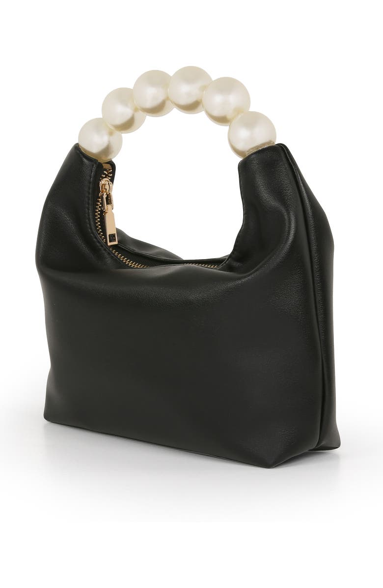 Jewel Badgley Mischka Calla Leather Zip Top w. Large Pearl Top Handle, Alternate, color, Black