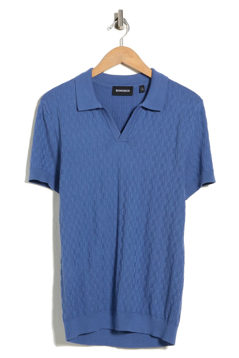 One Fit Knit Polo, Alternate, color, BLUE TEXTURE