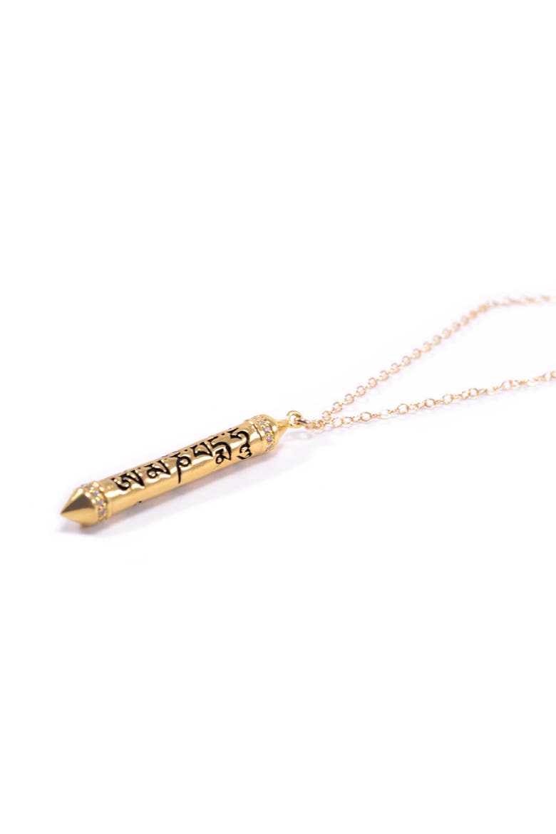 Om Mani Padme Hum White Topaz Prayer Necklace, Alternate, color, Gold