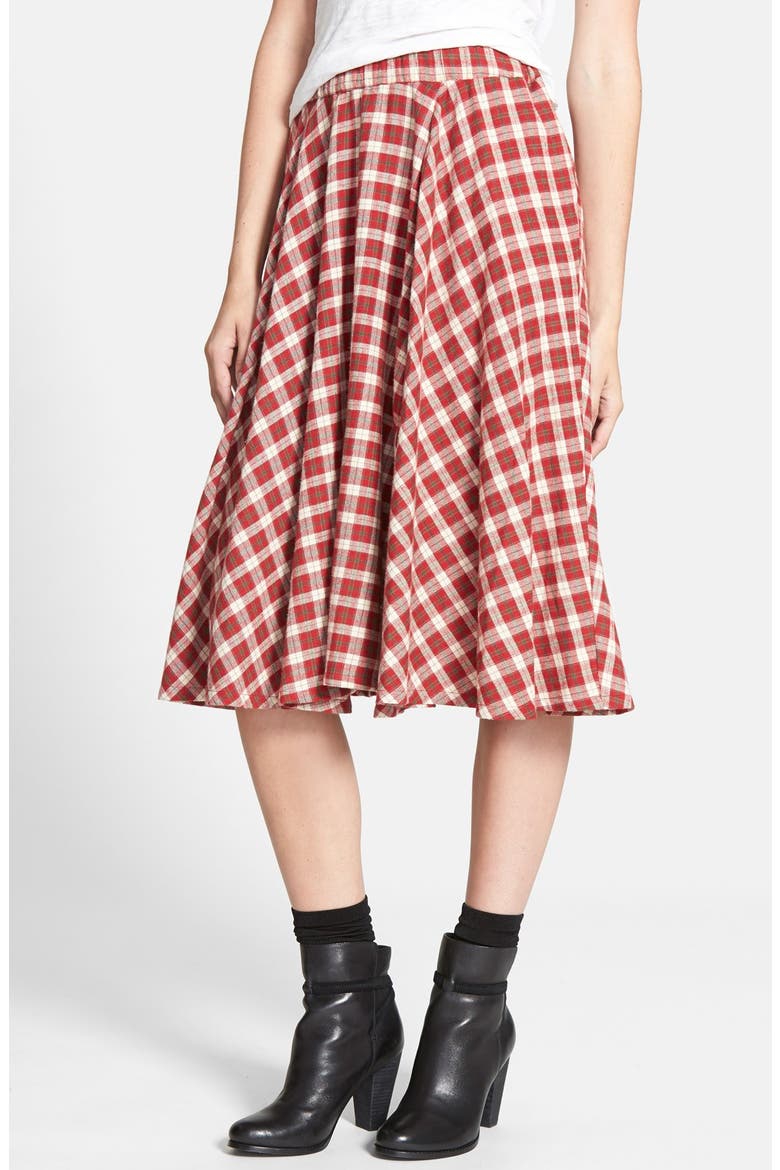 Flannel Skirt, Main, color, RED PLAID