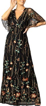 Kiyonna Embroidered Elegance Evening Gown with Sleeves