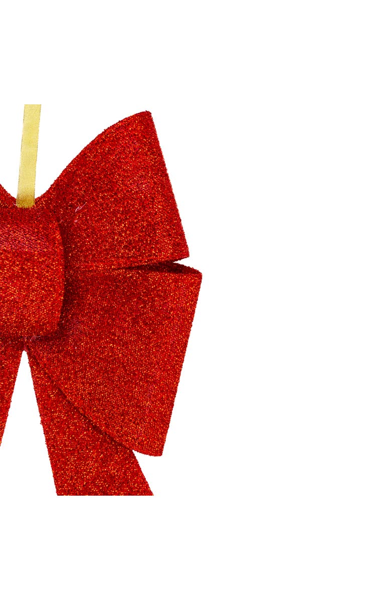 Northlight 26" LED Lighted Red Tinsel Bow Christmas Decoration, Alternate, color, 
