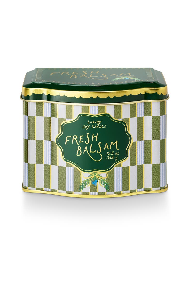 Fa La Lovely Fresh Balsam Printed Tin Candle, Main, color, Green