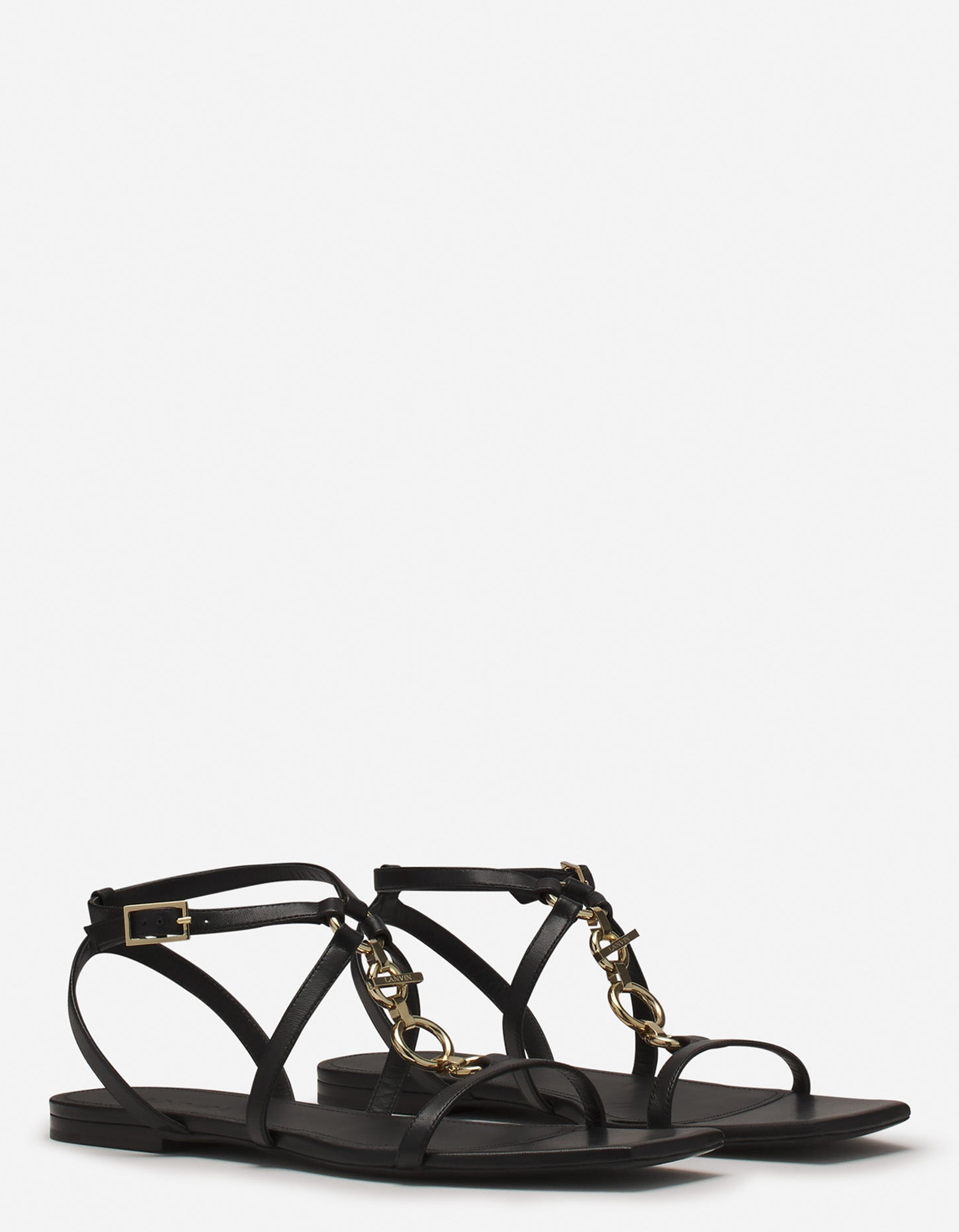 Lanvin Mesure Flat Leather Sandals, Alternate, color, 
