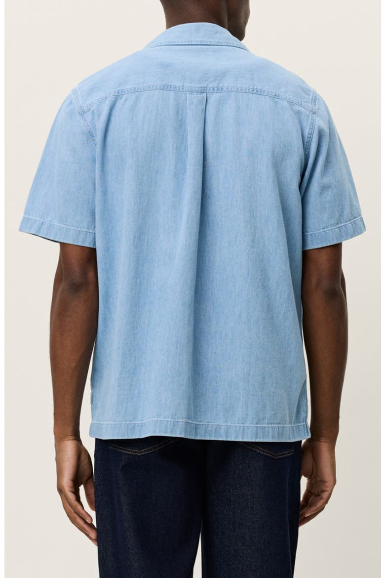 Lesley Organic Cotton Denim Camp Shirt, Alternate, color, LIGHT INDIGO WASH