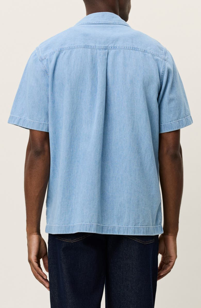 Les Deux Lesley Organic Cotton Denim Camp Shirt, Alternate, color, Light Indigo Wash
