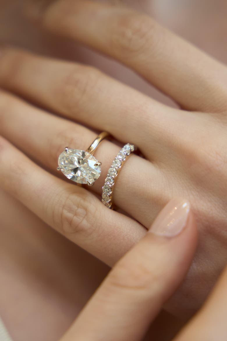 Evania 14K Gold Oval Cathedral Lab Grown Diamond Hidden Halo Engagement Ring - 5.15 Cts, Alternate, color, 14K Yellow Gold