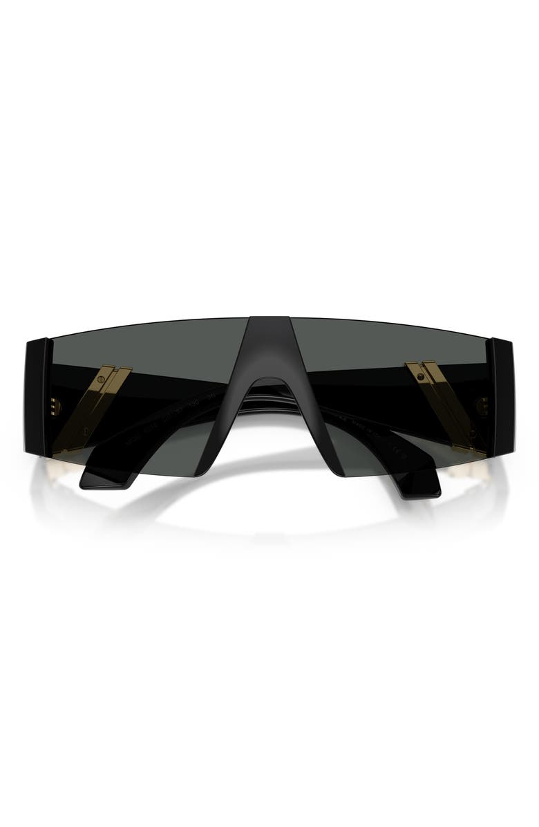 Versace 136mm Rectangular Sunglasses, Alternate, color, Black / Dark Grey