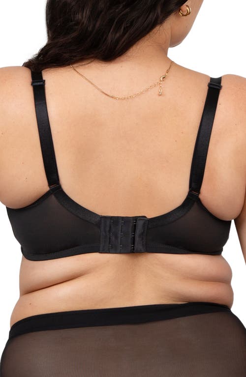Curvy Couture Sheer Mesh Balconette Bra In Black Hue
