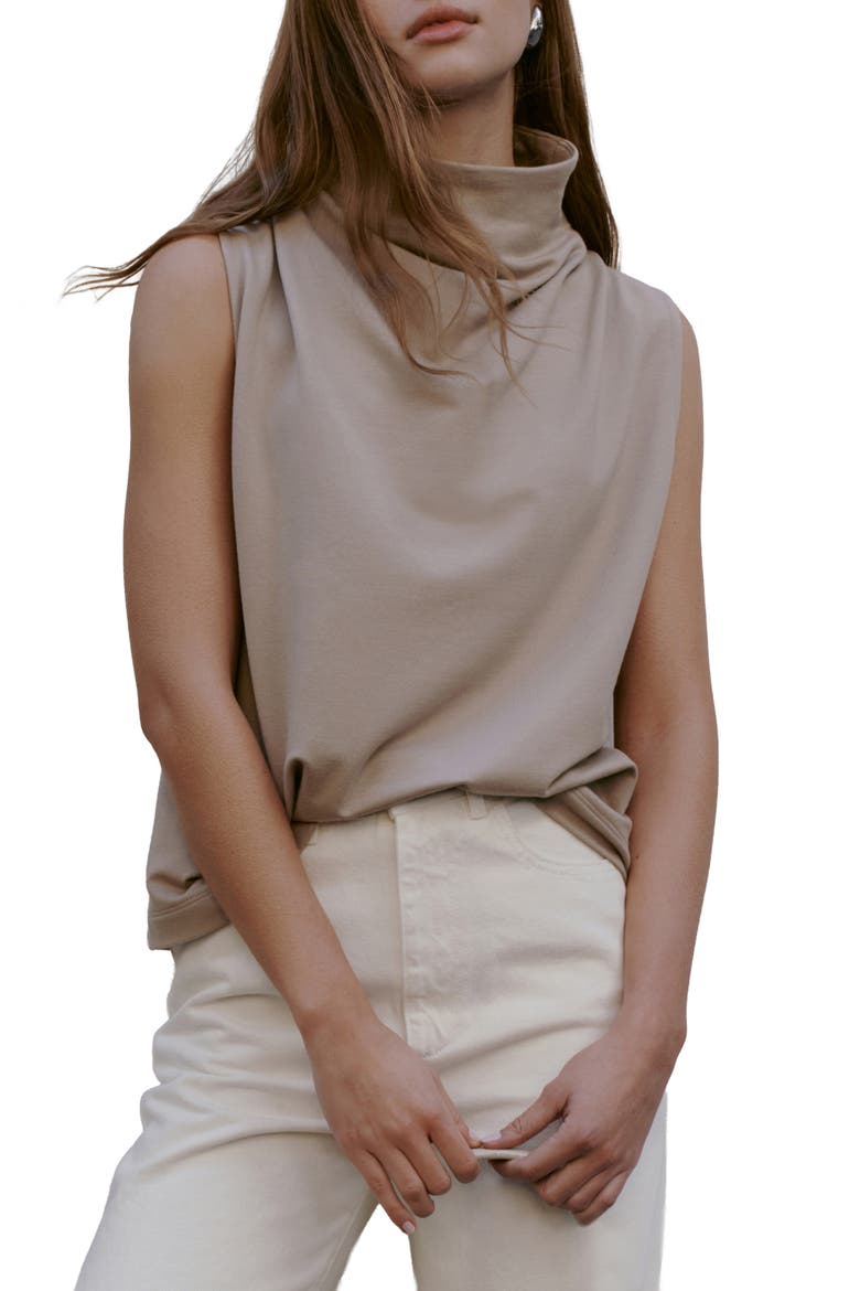 Finch French Terry Funnel Neck Top, Main, color, SAND