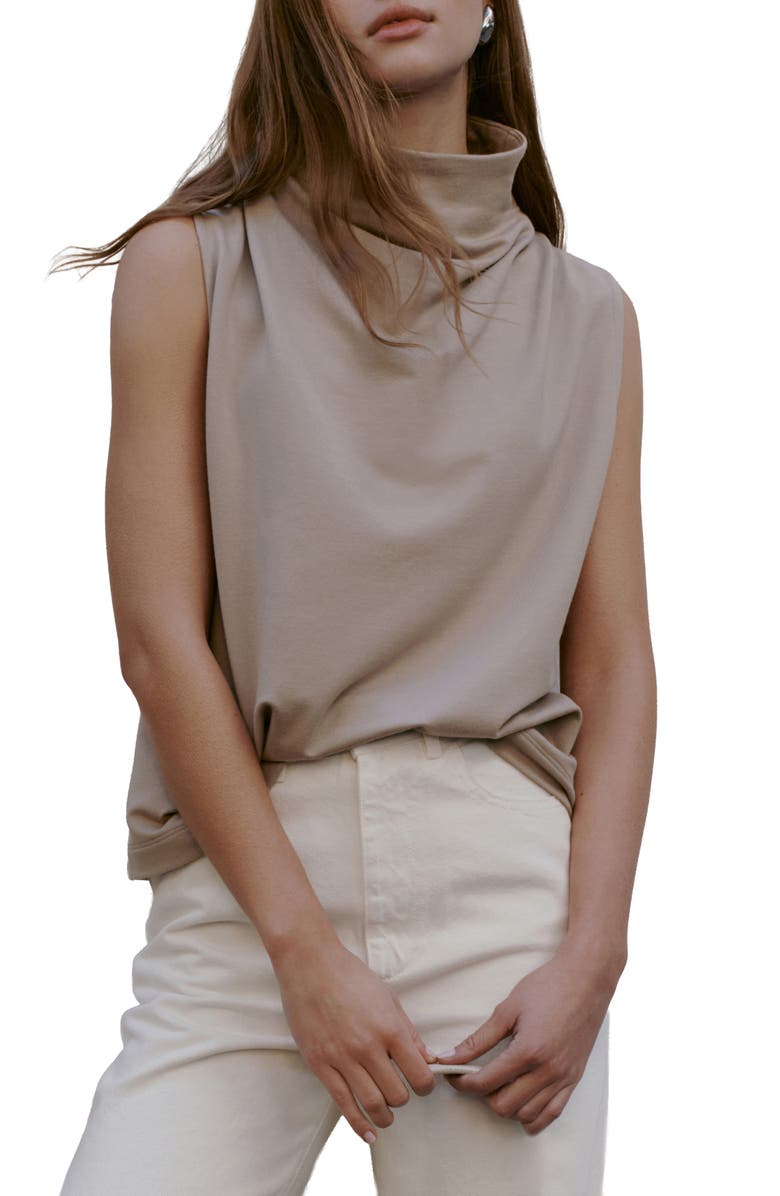 Marcella Finch French Terry Funnel Neck Top, Main, color, Sand