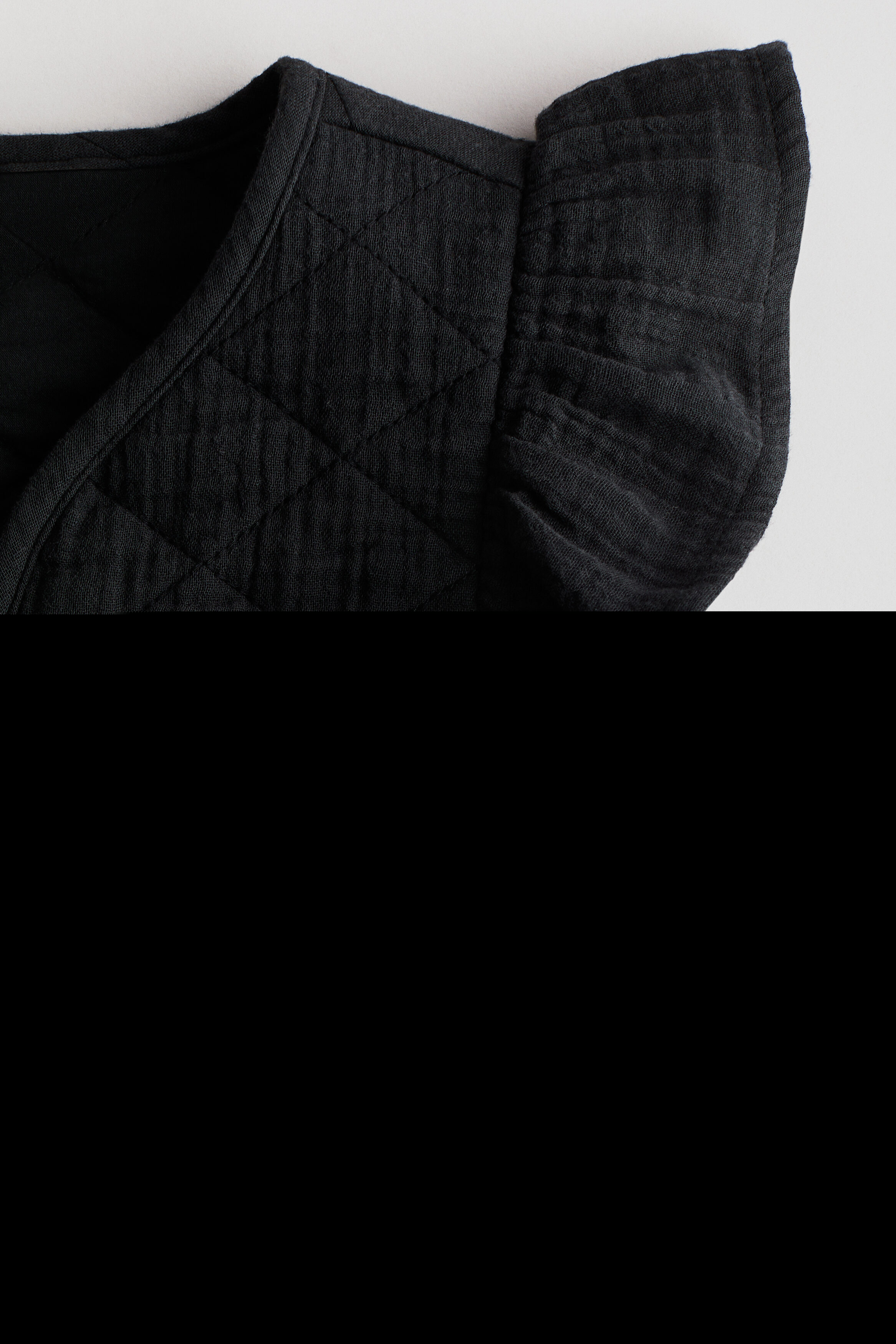 H&M Flounced Cotton Muslin Waistcoat, Alternate, color, Black