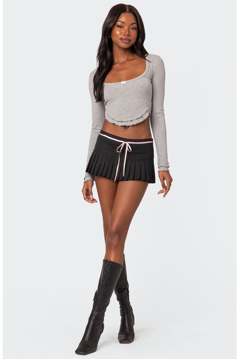 Yara Ruffle Hem Rib Top, Alternate, color, GRAY MELANGE