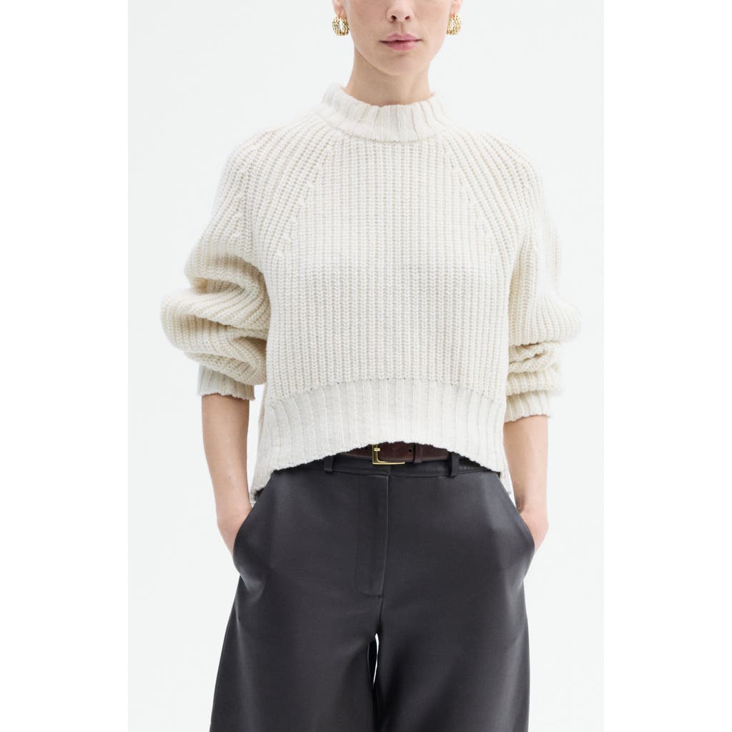 Co Wool Blend Cropped Sweater In White