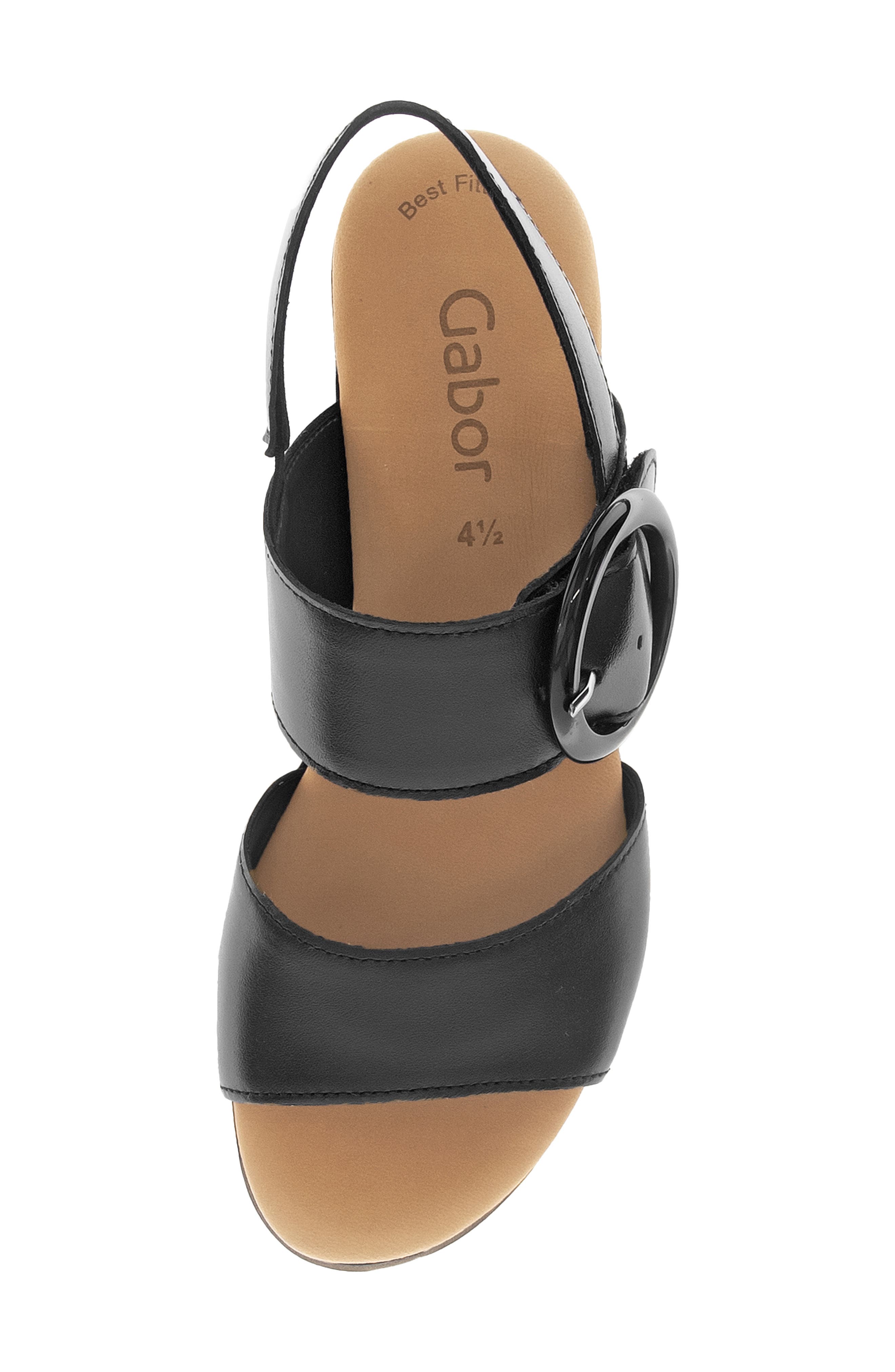 Gabor Quarter Strap Wedge Sandal, Alternate, color, Black