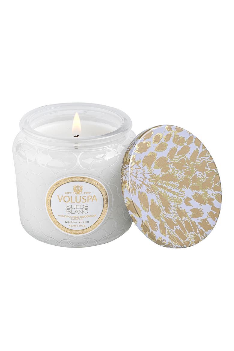 Suede Blanc Petite Jar Candle, Main, color, SUEDE BLANC