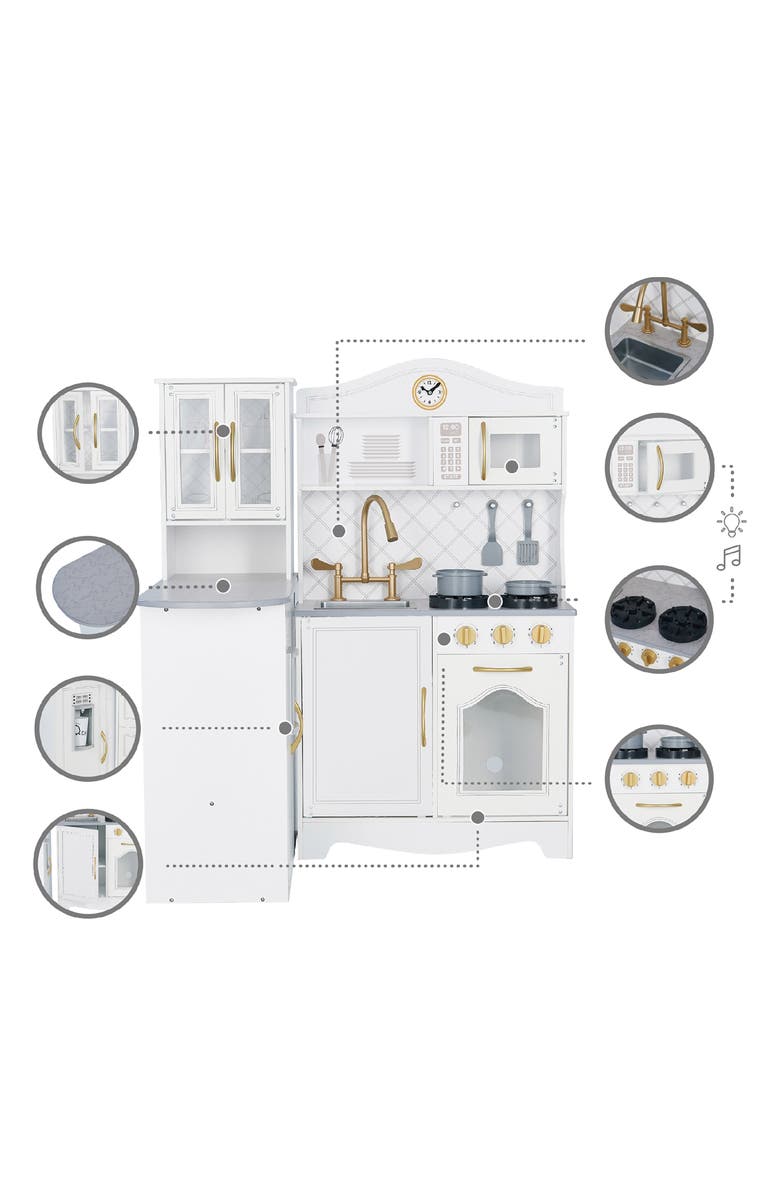 Teamson Kids Little Chef Upper East Retro Kitchen Playset, Alternate, color, White / Gold