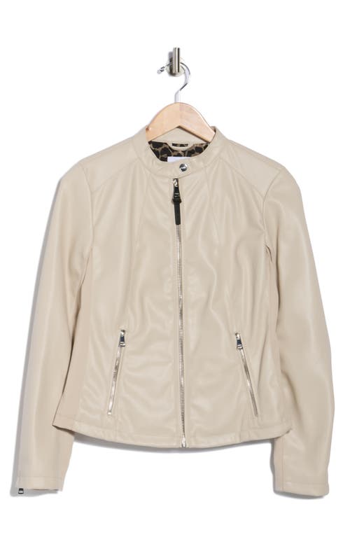 Dkny Faux Leather Moto Jacket In Neutral