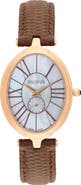 Balmain Haute Elegance Oval Leather Strap Watch, 26mm x 32mm