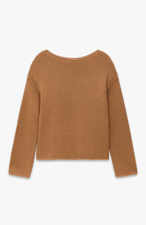 Shop Another Tomorrow Draped Knit Sweater In Toffee