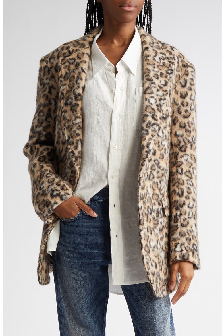Ragged Oversize Leopard Print Blazer, Main, color, WOOLY LEOPARD