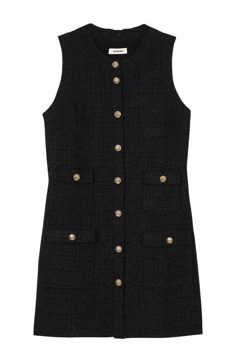 SANDRO Short tweed dress, Alternate, color, Black