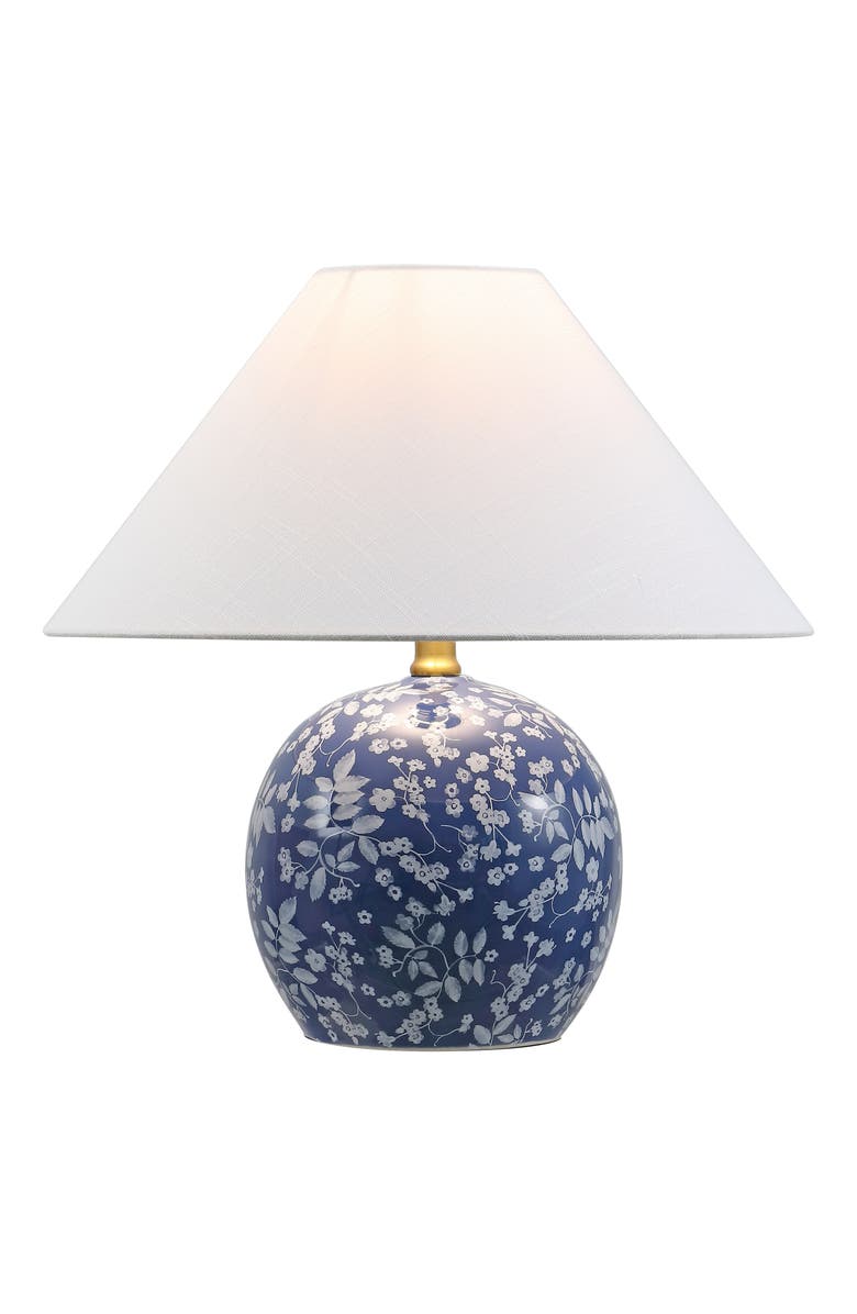JONATHAN Y Felice Cottage Floral Ceramic Globe LED Table Lamp, Main, color, Blue/White
