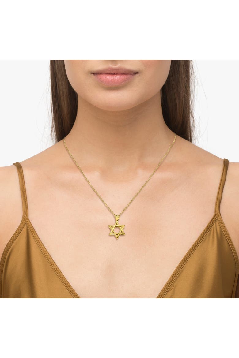Classic Jewish Star of David Pendant Necklace Solid 14k, Alternate, color, yellow gold