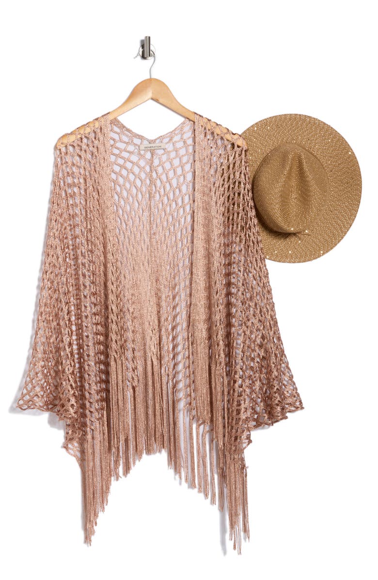 BCBGeneration Mesh Topper & Hat Set, Main, color, Copper