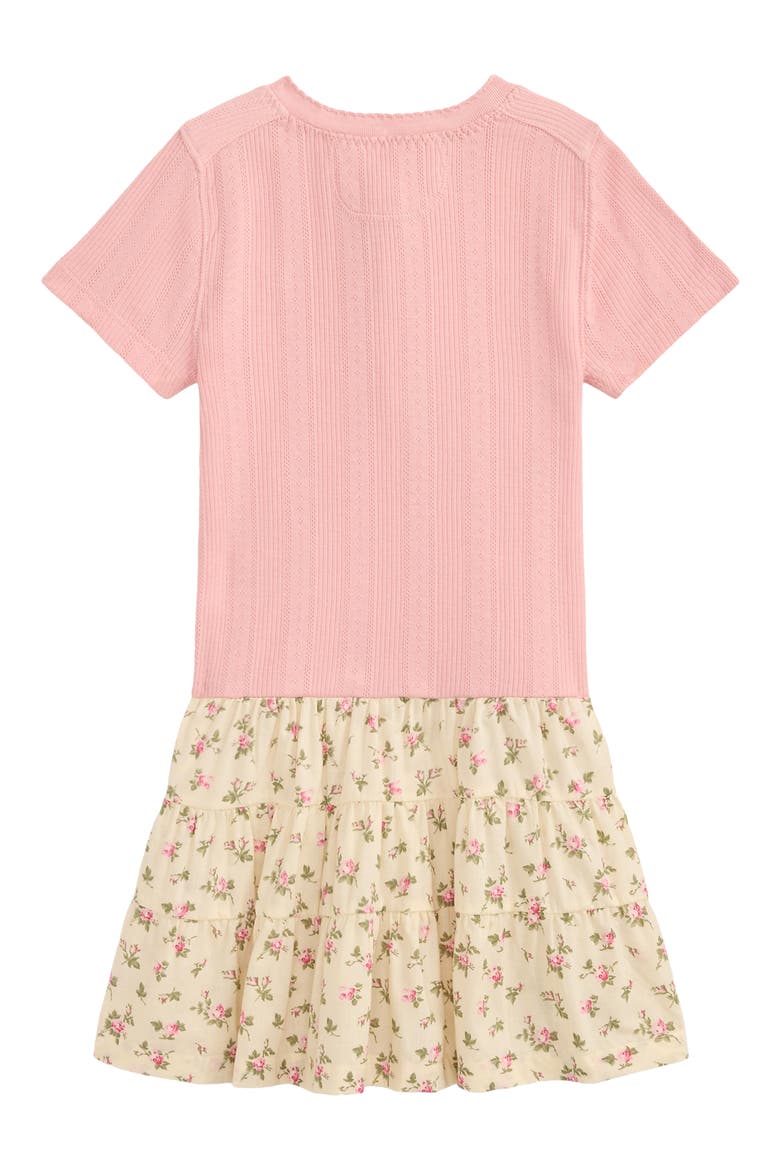 Kids' Pointelle Bodice Drop Waist Cotton Dress, Alternate, color, ADIRONDACK ROSE