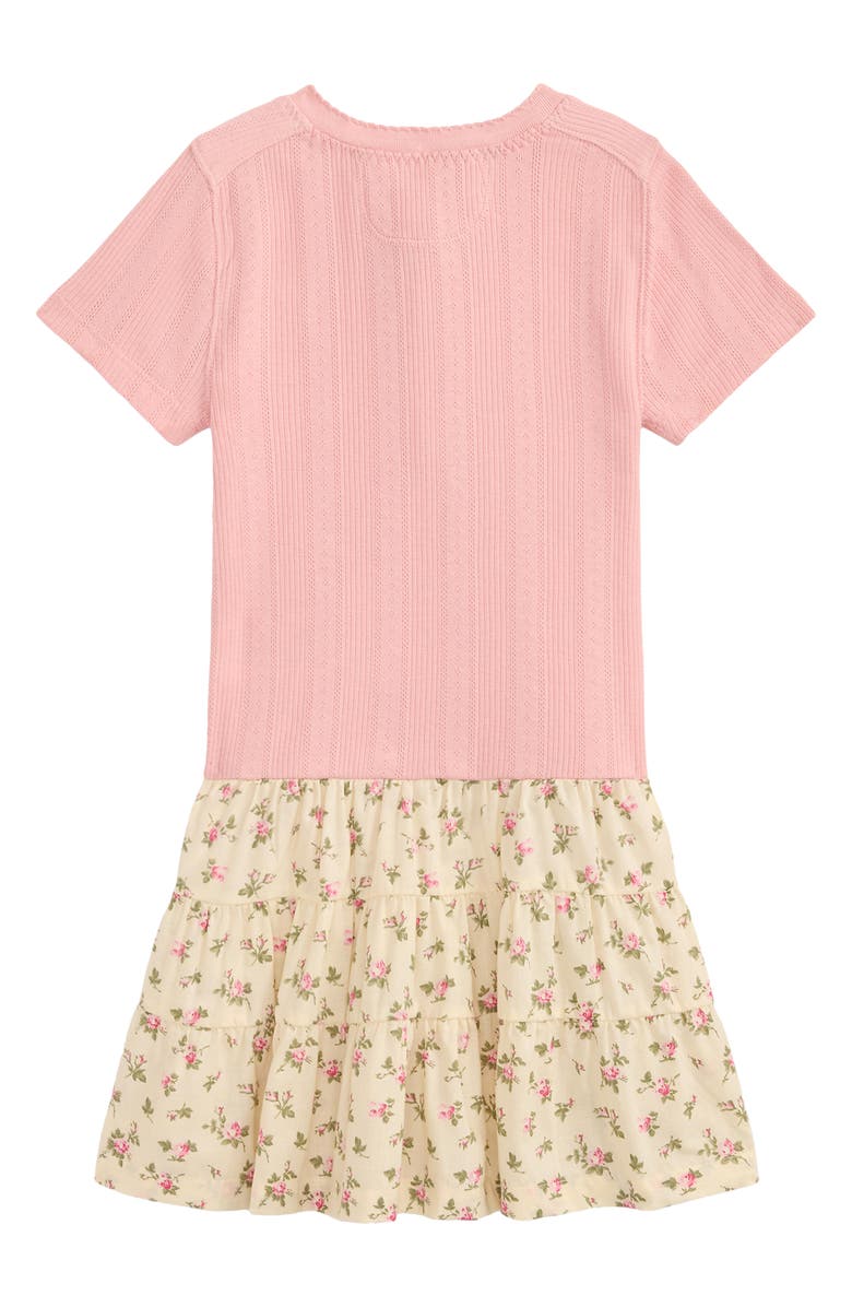Polo Ralph Lauren Kids' Pointelle Bodice Drop Waist Cotton Dress, Alternate, color, Adirondack Rose