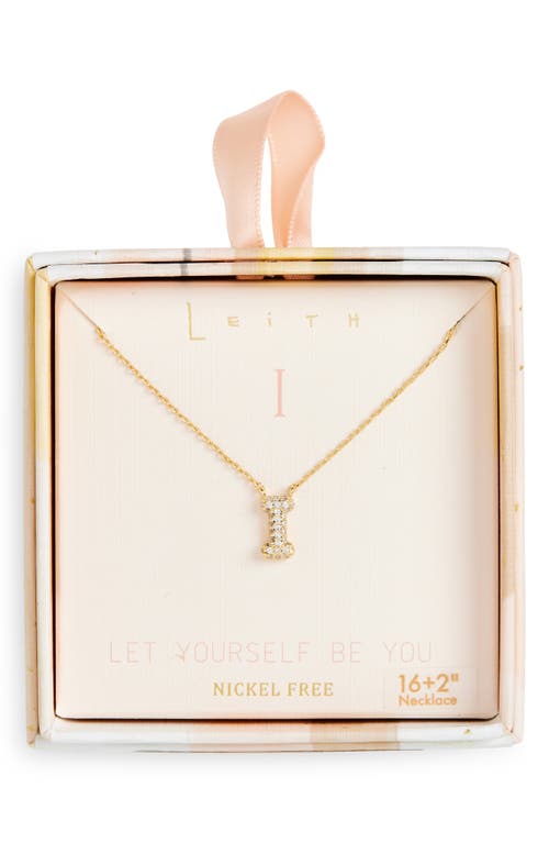 Leith Cubic Zirconia Initial Pendant Necklace In I- Clear- Gold