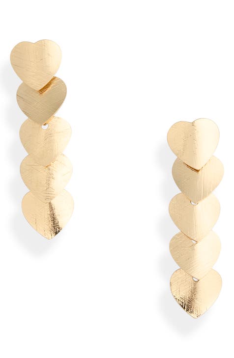 Brushed Heart Drop Earrings