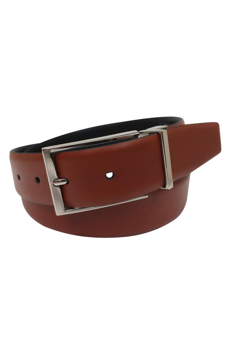 Reversible Nappa Leather Belt, Alternate, color, Cognac/Black