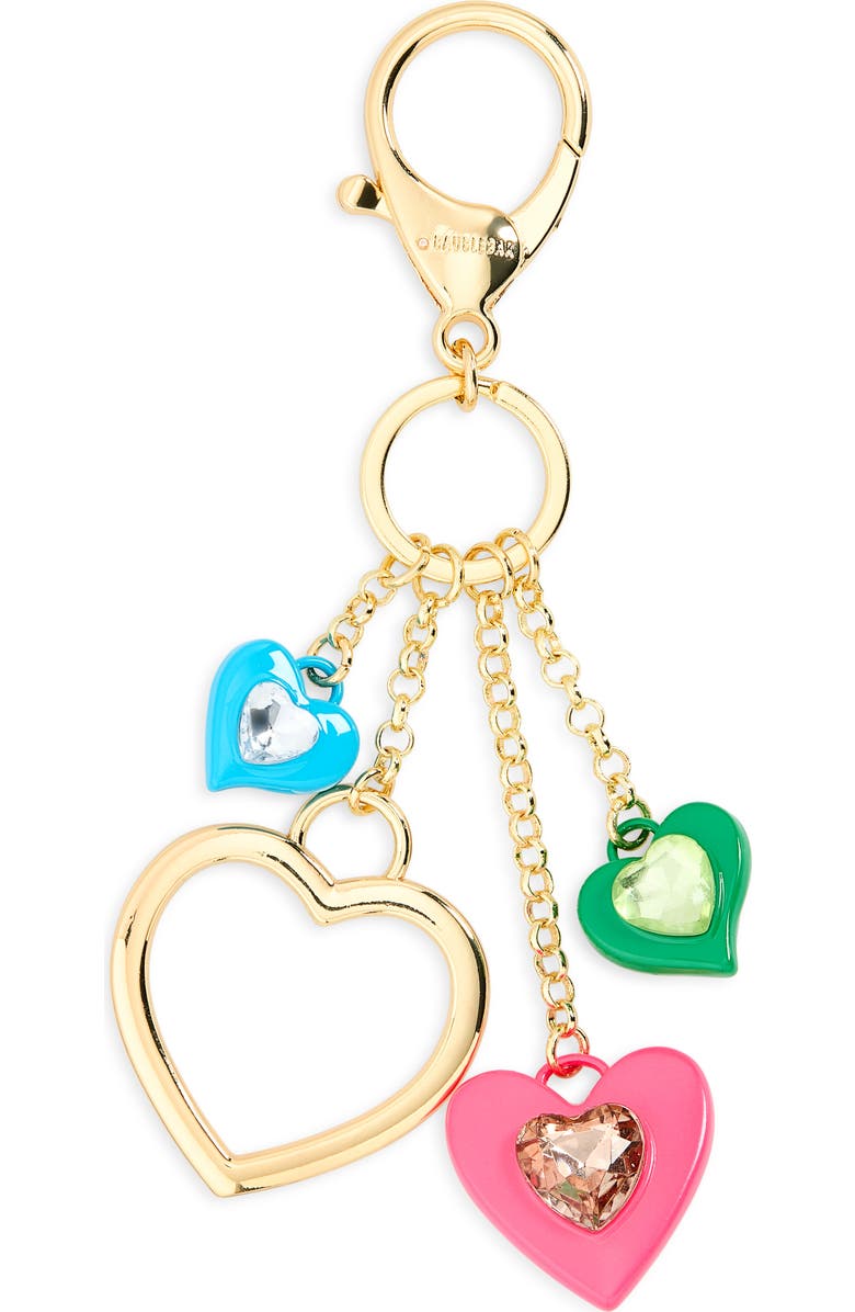 BaubleBar Stone Hearts Cluster Bag Charm, Main, color, Gold Multi