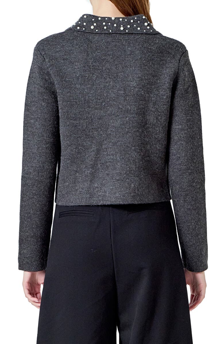 Endless Rose Embellished Collar Cardigan, Alternate, color, Dark Grey