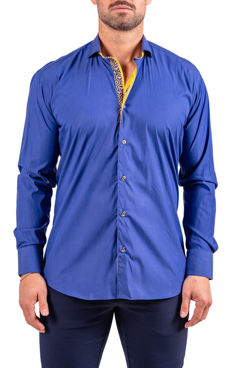 Maceoo Einstein Resistance0126 Blue Button-Up Shirt, Main, color, Blue